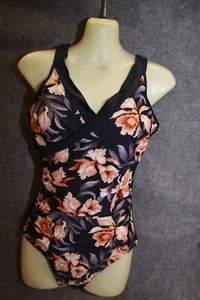 BADEANZUG SCHWIMMANZUG GRÖSSE 38  SCHWARZ VORNE BLUMEN MIT PADS VON TCM - Bild 1 von 2