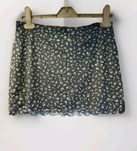 HnM ladies mini skirt Mesh black floral Small - Picture 1 of 5