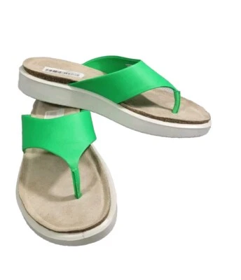 Sandalias de tanga Ecco para mujer talla 36 EE. UU. 5 de cuero verde blanco (351) Foto 1 de 4