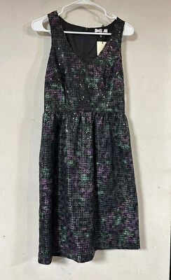 Trina Turk Petunia black purple & green sequined Women’s dress 6, Holiday, NWT - Image 1 of 4