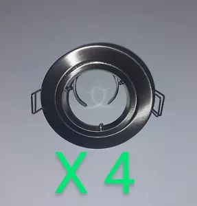 4 x Downlight Fittings Chrome Satin Cutout 12V MR16 Low Voltage Brushed Silver - Picture 1 of 7