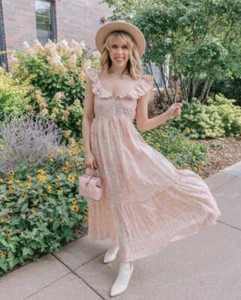 H&M Floral Flounce Maxi Dress Size:M 10/12 Sold Out Blogger’s Favourite-2 - Picture 1 of 7