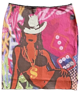 TRAFALUC Zara Nylon Neon Las Vegas Club Sexy Skirt Rare Vtg Y2K Made in Spain - Picture 1 of 9
