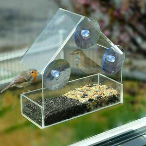 Pet Bird Feeder Acryl Fenster mit starker Saugnapf 2023 Klar Feed Abla Q7N8 - Bild 1 von 6