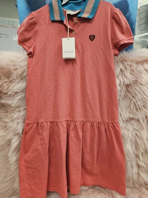 Gucci Children Girls Pink Old Rose Stretch Cotton Piquet Size 12 NWT - Image 1 of 4