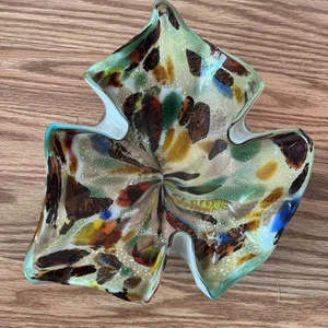 1950 VETRO TUTTI FRUITTI FREEFORM VENETIAN ART GLASS BOWL W/ GOLD & SILVER LEAF - Picture 1 of 24