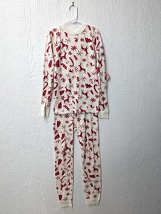 Hanna Andersson Cotton Christmas Candy Cane Long John Pajamas 140/US 10 - Picture 1 of 3