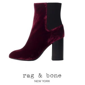 Rag & Bone Agnes Velvet Suede Chelsea Booties in Red $575 - Picture 1 of 8