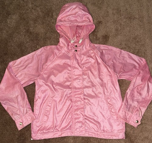 Giacca a vento Coach donna rosa chiaro full zip con cappuccio taglia media