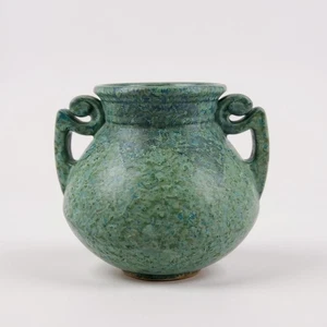 Roseville Pottery Carnelian II Blue Green Mottled Handled Urn Vase Circa 1915 - Picture 1 of 10
