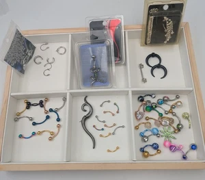 Assorted Mix Body Jewelry Lot- Belly Rings, Curved Barbells & More Piercings - Picture 1 of 13