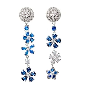 Reymey Moissanit, CZ (5A) & Lab Saphir nicht übereinstimmende Ohrhänger, S925 - Bild 1 von 11