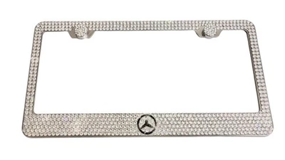 Mercedes Benz AMG Clear Crystals Crystalized License Plate Frame Holder W/ Caps - Image 1 of 3