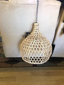 Raw Wicker Pumpkin Lantern w/Black chain NEW - Picture 1 of 1