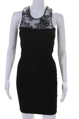 Vestido negro Mason para mujer con panel de encaje elástico cuello redondo sin mangas con cremallera talla S Foto 1 de 4