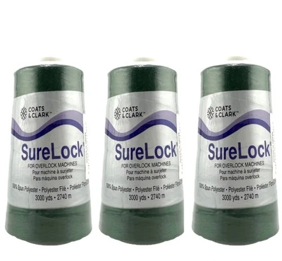 Coats & Clark SureLock Overlock Polyester Thread, Spruce, 3000 Yards - 3 Pack - Image 1 of 4