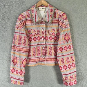 Savanna Jane Jacke Damen Large Rosa Azteken Cord Strass Fransen Western - Bild 1 von 15