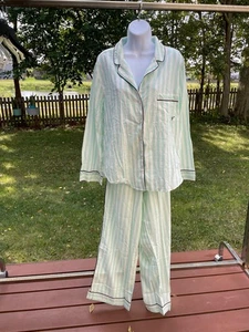 Victoria's Secret Pyjama-Set Damen L/G neuwertig & weiß gestreift Vintage - Bild 1 von 10