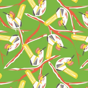 BIRD WATCH ~ Twig Play on GREEN ~ Benartex ~ Mid Century Modern Style ~ Abstract - Picture 1 of 1
