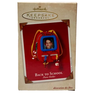 Vintage Weihnachtsschmuck Back To School Fotohalter Rucksack Punze 2002 - Bild 1 von 7