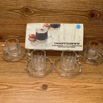 Crown Corning Dimensions Templado Demitasse Servicio Para Cuatro Tazas 4 Onzas De Colección Foto 1 de 4