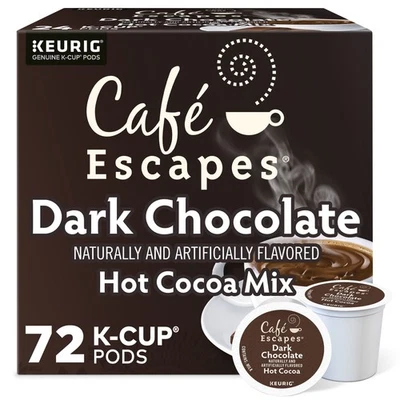 Cafe Escapes Dark Chocolate Hot Cocoa, Keurig K-Cup Pod, 72 Count - Image 1 of 4