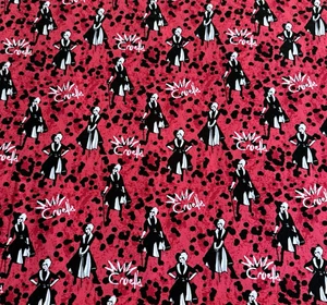 Disney Villains Cruella Strike a Pose Dark pink/red 101 Dalmatians CP74583 BTY - Picture 1 of 4