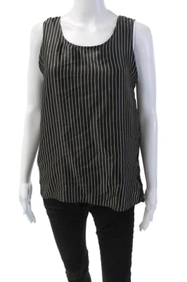 Clu Womens Silk Striped Sleeveless Pullover Tank Top Black Beige Size Small - Image 1 of 4