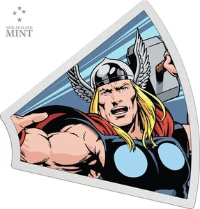 Niue Marvel Avengers 2023 año 60 Moneda de prueba Thor coloreada de plata de 1 oz - Imagen 1 de 3