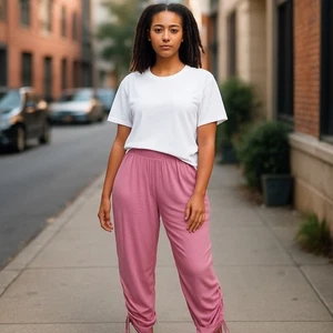 C Treat Lounge-Hose Damen rosa Kordelzug bequem Freizeit Größe L/G - Bild 1 von 7