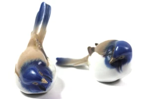 Bing & Grondahl Danimarca statuine uccellino Titmouse in fine porcellana #1633 & #1635 - Foto 1 di 11