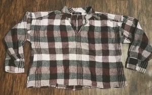 Madewell Damen Highroad Pullover Shirt Small Schorr kariert burgund langarm - Bild 1 von 5