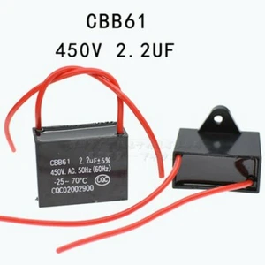 1pcs 2.2uF 450V CBB61 Motor Start Run Fan Capacitor 2Wires - Picture 1 of 3