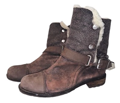 BOTINES DE NIEVE AL TOBILLO DE PIEL DE CUERO MATE BERNSON 6.5 MUJER MARRÓN BRONCEADO Foto 1 de 4