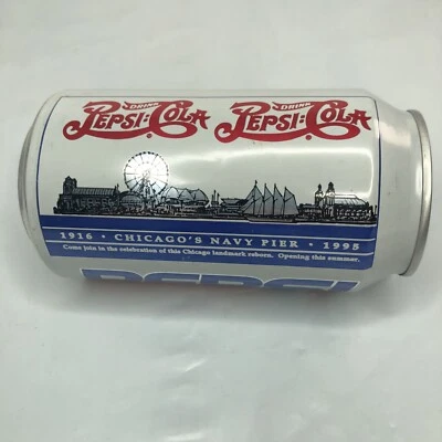 1995 Pepsi-Cola 'Rebirth' Chicago's Navy Pier Graphic lata fechada  - Imagem 1 de 4