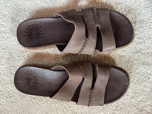 UGG Sandalette Sandale SLIDE, Glattleder, Braun, Herren neu Gr. 47 - Bild 1 von 6