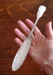 Antique Victorian Silver Plate Butter Spreader Ornate Engraving Full Marks - Picture 1 of 8
