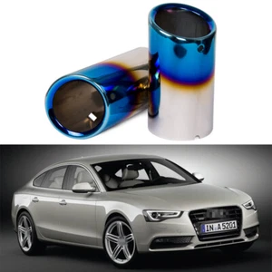 2x Titanium Blue Exhaust Muffler Tail Pipe Tip Tailpipe for Audi A5 2008-2014 - Picture 1 of 5