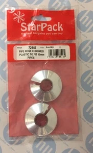 #15mm Chromed Plastic Pipe Rose to cover holes - Pack 2 - Picture 1 of 2