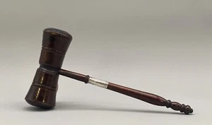ANFANG 20.JH 925 SILBER MONTIERT GEDRECHSELT GRÜN DOPPELKÖPFIG AUKTIONATOR RICHTER HAMMER - Bild 1 von 18