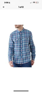 Lucky Brand Men's Shirt XXL Classic Fit Long Sleeve Blue Plaid Flannel Shirt - Picture 1 of 2
