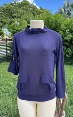 BLUSA TOP MANGA LARGA DETALLE ENROLLADO PUNTO MORADO DRIES VAN NOTEN Talla S Foto 1 de 4