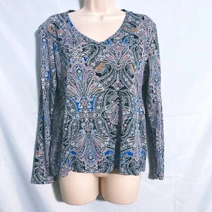 Croft & Barrow Multicolor Paisley Classic T-Shirt Size M - Picture 1 of 3