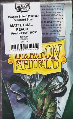 Lot of 10 new 100 ct pk Dragon Shield Dual Matte Deck Sleeves Protectors Peach - Image 1 of 3