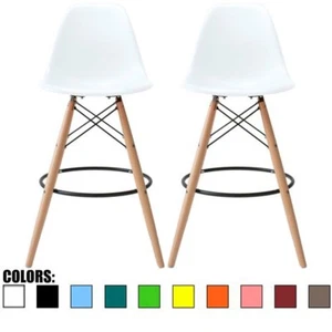 Set of 2 Modern Contemporary Bar Stools Height Pub Chairs Eiffel Metal Dowel Leg - Picture 1 of 64