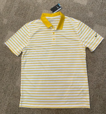 Nike Golf Polo Shirt Dri-FIT Yellow Stripe  725531-703 Men's Size M Medium - Image 1 of 2