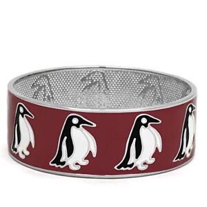 8 Inch High Polish Stainless Steel Bangle Penguins Red Black White