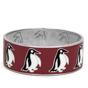 8 Zoll hochpoliert Edelstahl Armreif Pinguine rot schwarz weiß - Bild 1 von 1