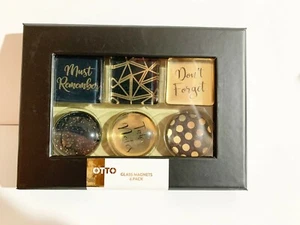 Otto Glass Magnets 38mm Black and Gold 6 Pack - Picture 1 of 3