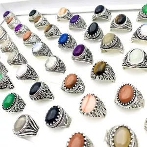 Großhandel 50stk. Retro Ringe für Männer Frauen Silber Naturstein Modeschmuck - Bild 1 von 7